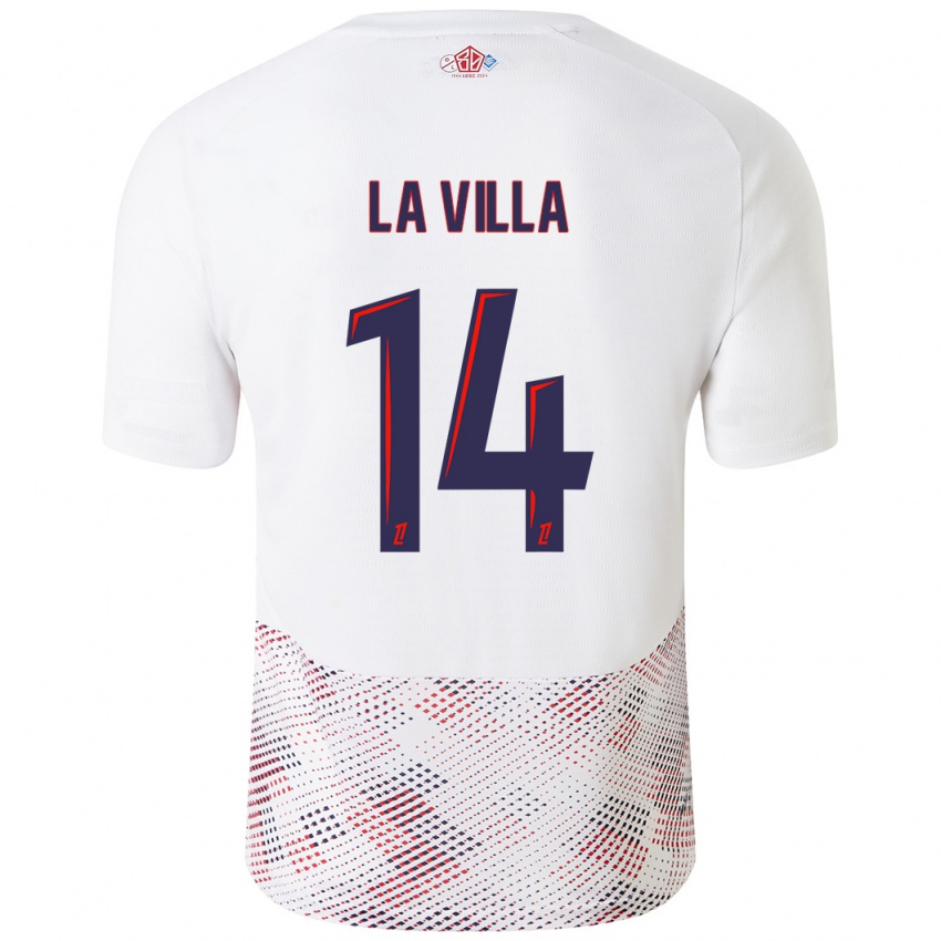 Hombre Camiseta Caroline La Villa #14 Blanco Azul Real 2ª Equipación 2024/25 La Camisa