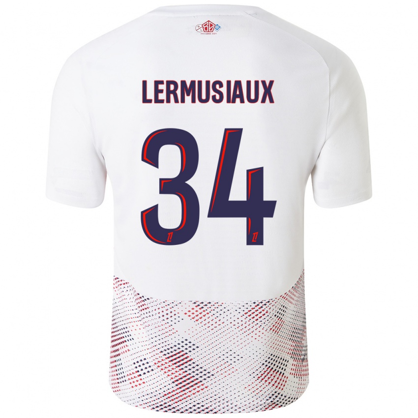 Hombre Camiseta Chrystal Lermusiaux #34 Blanco Azul Real 2ª Equipación 2024/25 La Camisa