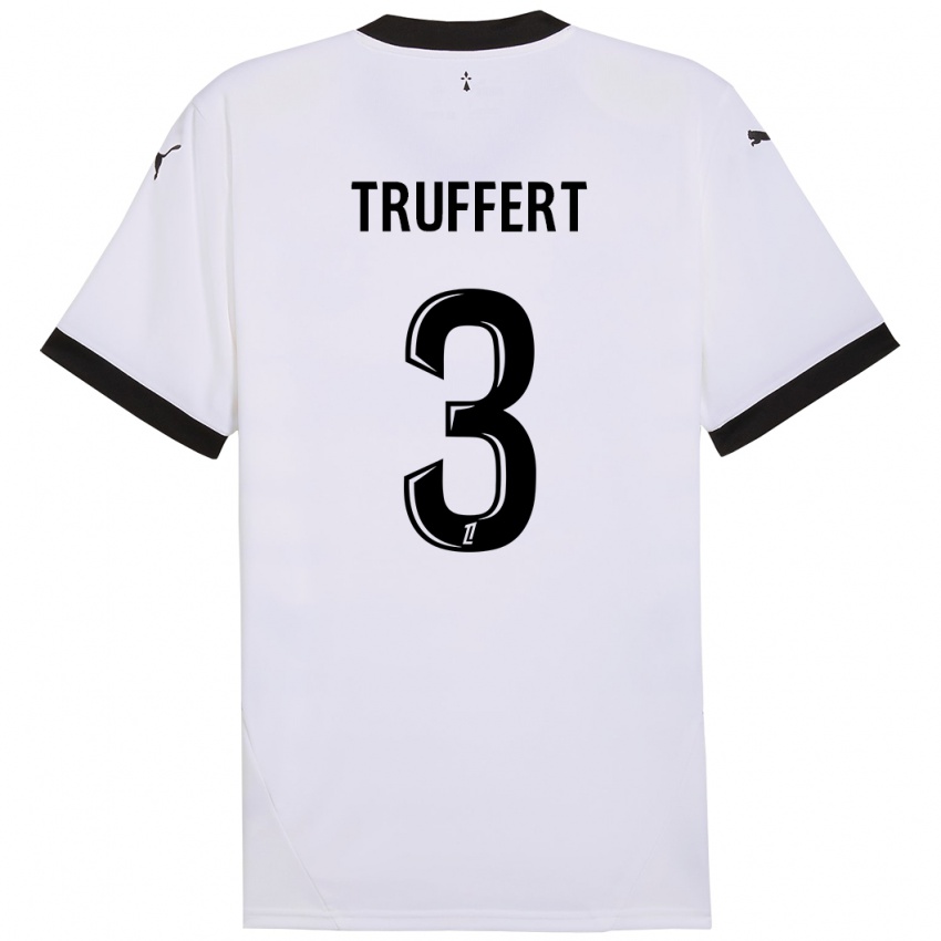 Hombre Camiseta Adrien Truffert #3 Blanco Negro 2ª Equipación 2024/25 La Camisa