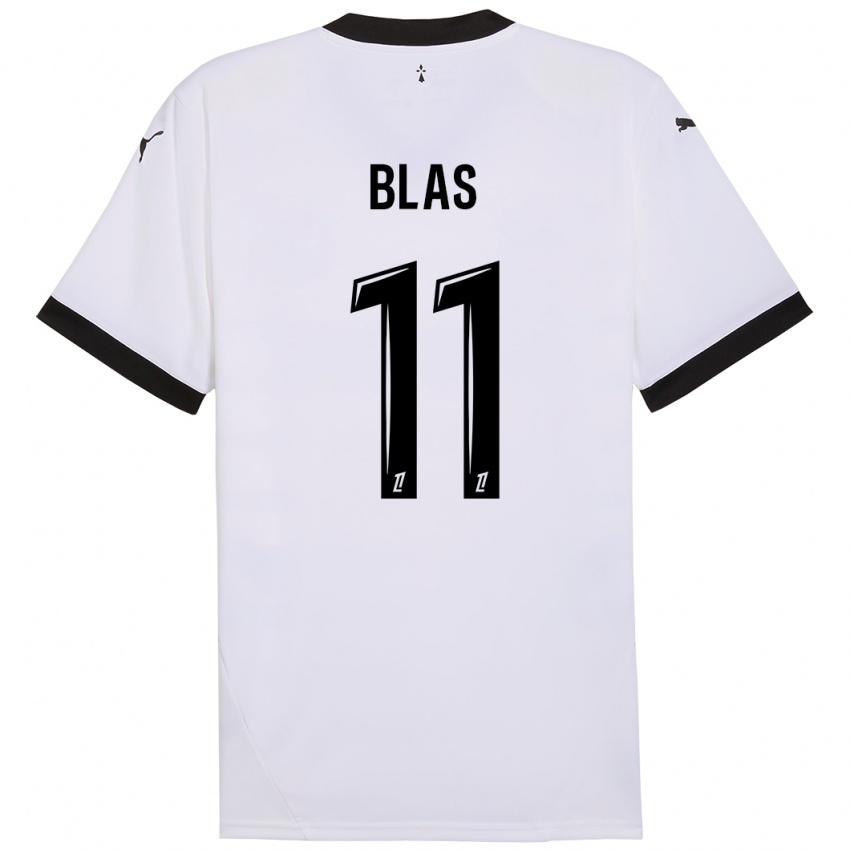 Hombre Camiseta Ludovic Blas #11 Blanco Negro 2ª Equipación 2024/25 La Camisa