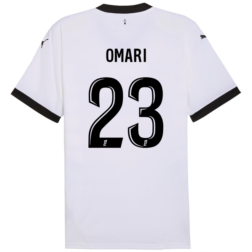 Hombre Camiseta Warmed Omari #23 Blanco Negro 2ª Equipación 2024/25 La Camisa