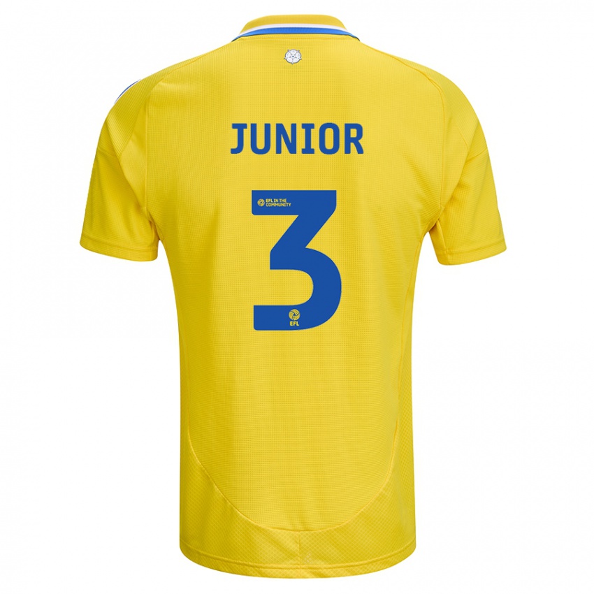 Hombre Camiseta Junior Firpo #3 Amarillo Azul 2ª Equipación 2024/25 La Camisa