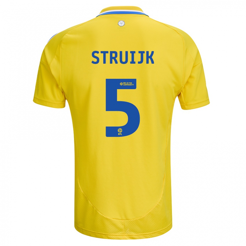 Hombre Camiseta Pascal Struijk #5 Amarillo Azul 2ª Equipación 2024/25 La Camisa