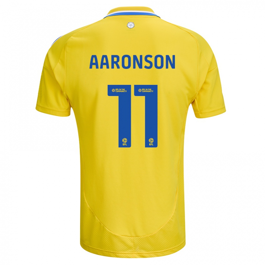 Hombre Camiseta Brenden Aaronson #11 Amarillo Azul 2ª Equipación 2024/25 La Camisa