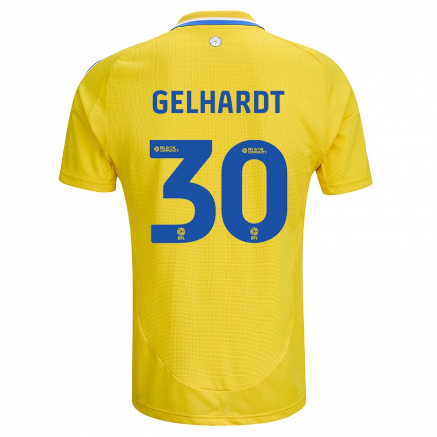 Hombre Camiseta Joe Gelhardt #30 Amarillo Azul 2ª Equipación 2024/25 La Camisa