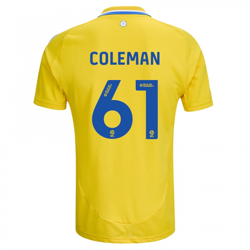 Hombre Camiseta Cian Coleman #61 Amarillo Azul 2ª Equipación 2024/25 La Camisa