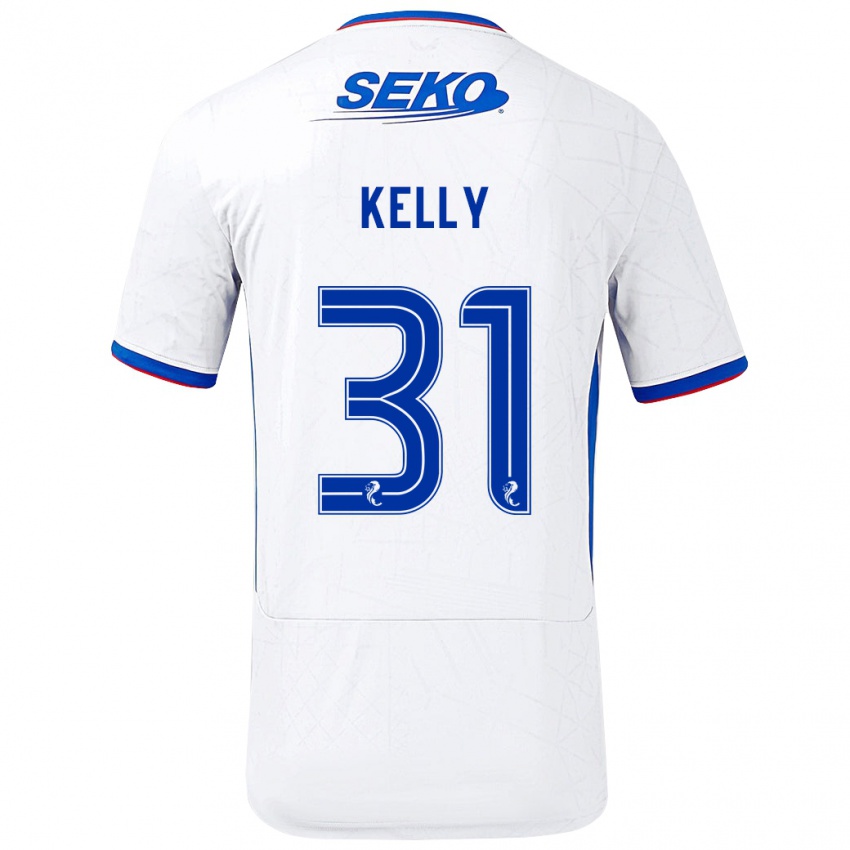 Hombre Camiseta Liam Kelly #31 Blanco Azul 2ª Equipación 2024/25 La Camisa