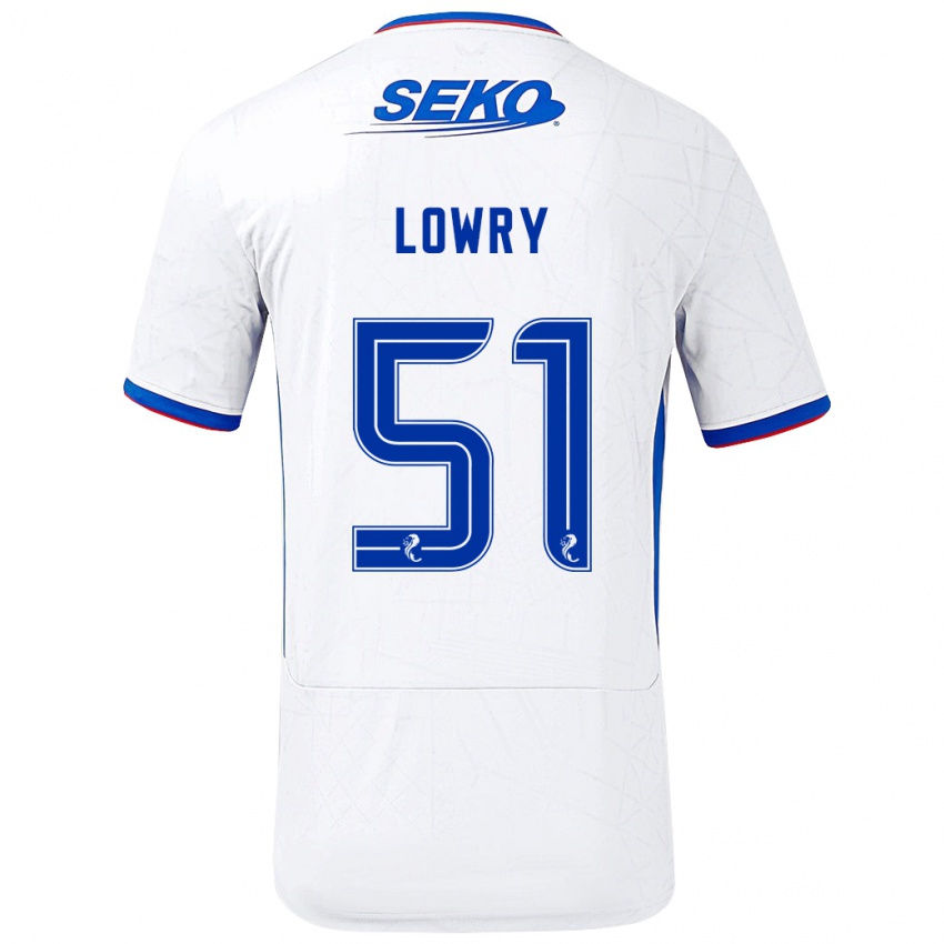 Hombre Camiseta Alex Lowry #51 Blanco Azul 2ª Equipación 2024/25 La Camisa