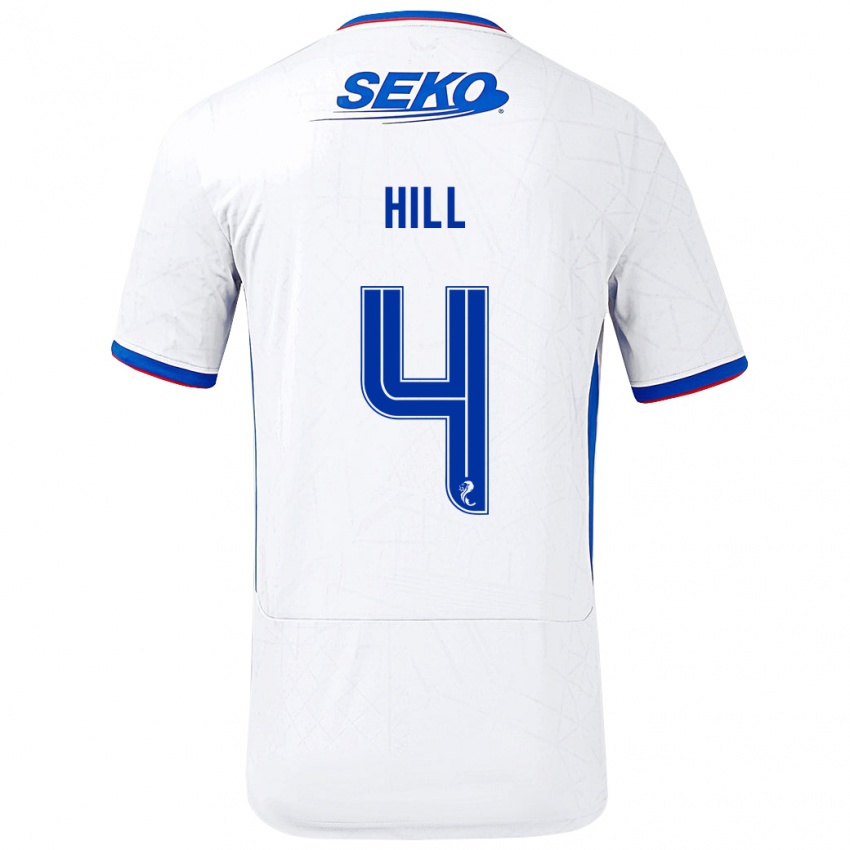 Hombre Camiseta Kathryn Hill #4 Blanco Azul 2ª Equipación 2024/25 La Camisa