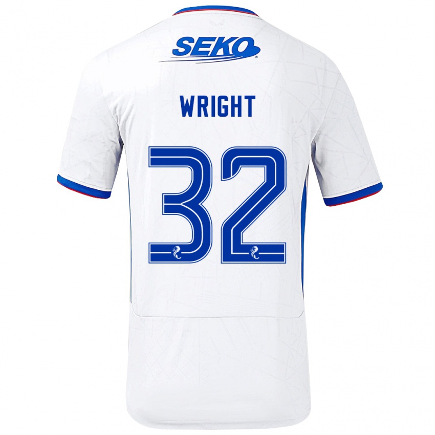 Hombre Camiseta Kieran Wright #32 Blanco Azul 2ª Equipación 2024/25 La Camisa