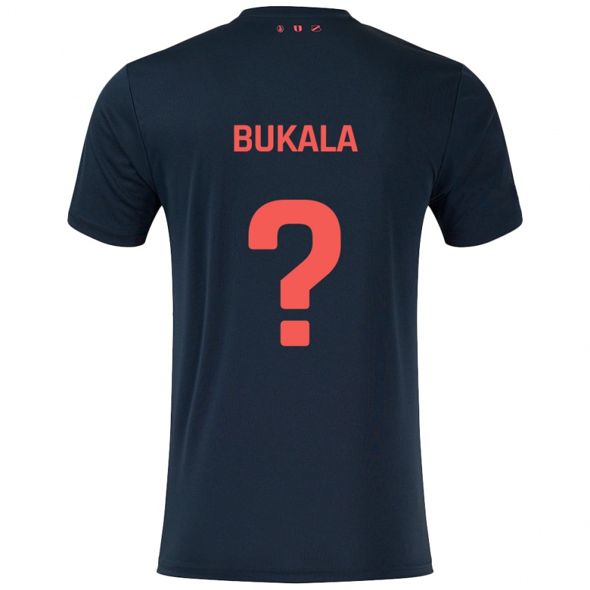 Hombre Camiseta Nordin Bukala #0 Negro Rojo 2ª Equipación 2024/25 La Camisa