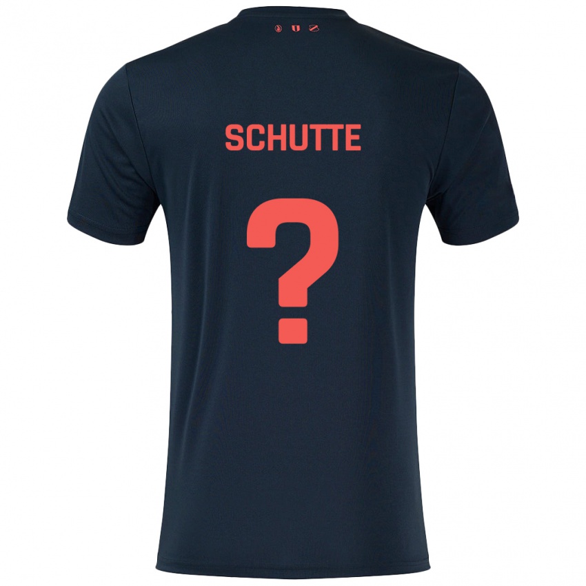 Hombre Camiseta Olivier Schutte #0 Negro Rojo 2ª Equipación 2024/25 La Camisa