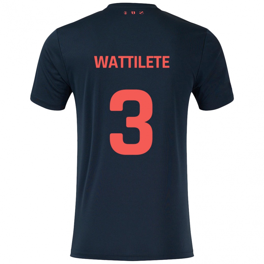 Hombre Camiseta Julia Wattilete #3 Negro Rojo 2ª Equipación 2024/25 La Camisa