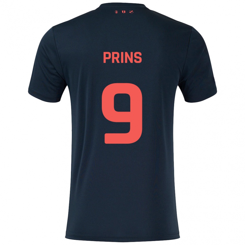 Hombre Camiseta Femke Prins #9 Negro Rojo 2ª Equipación 2024/25 La Camisa