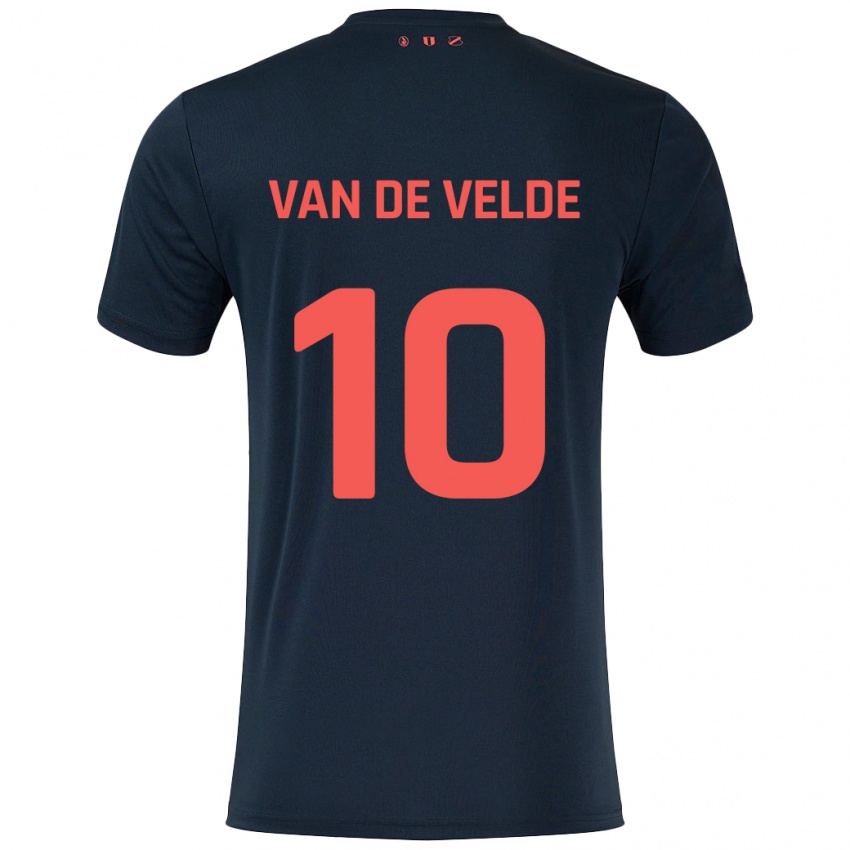 Hombre Camiseta Senne Van De Velde #10 Negro Rojo 2ª Equipación 2024/25 La Camisa