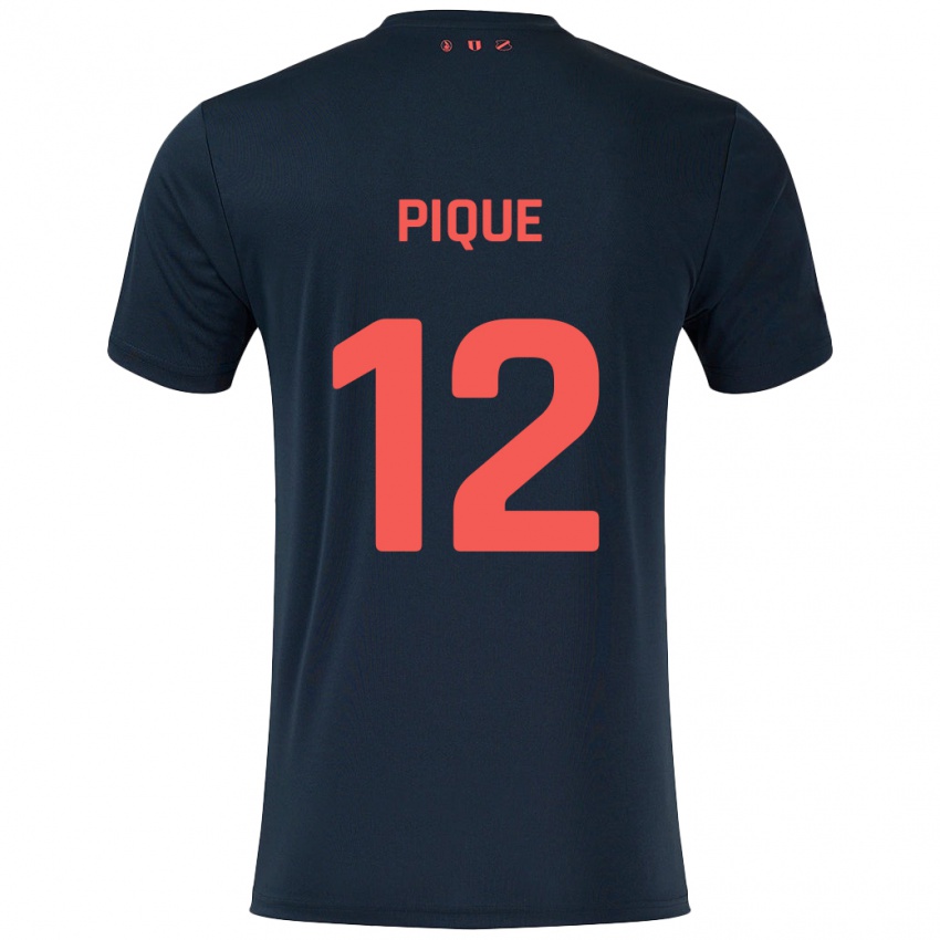 Hombre Camiseta Naomi Piqué #12 Negro Rojo 2ª Equipación 2024/25 La Camisa