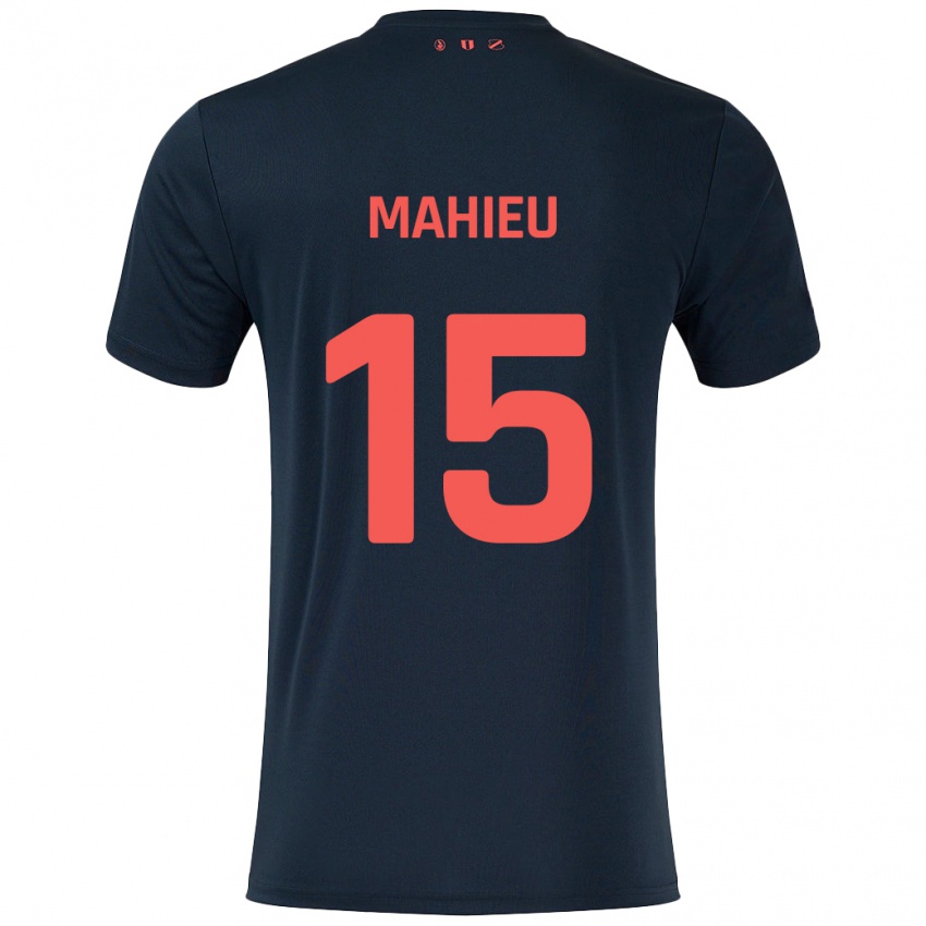 Hombre Camiseta Lena Mahieu #15 Negro Rojo 2ª Equipación 2024/25 La Camisa