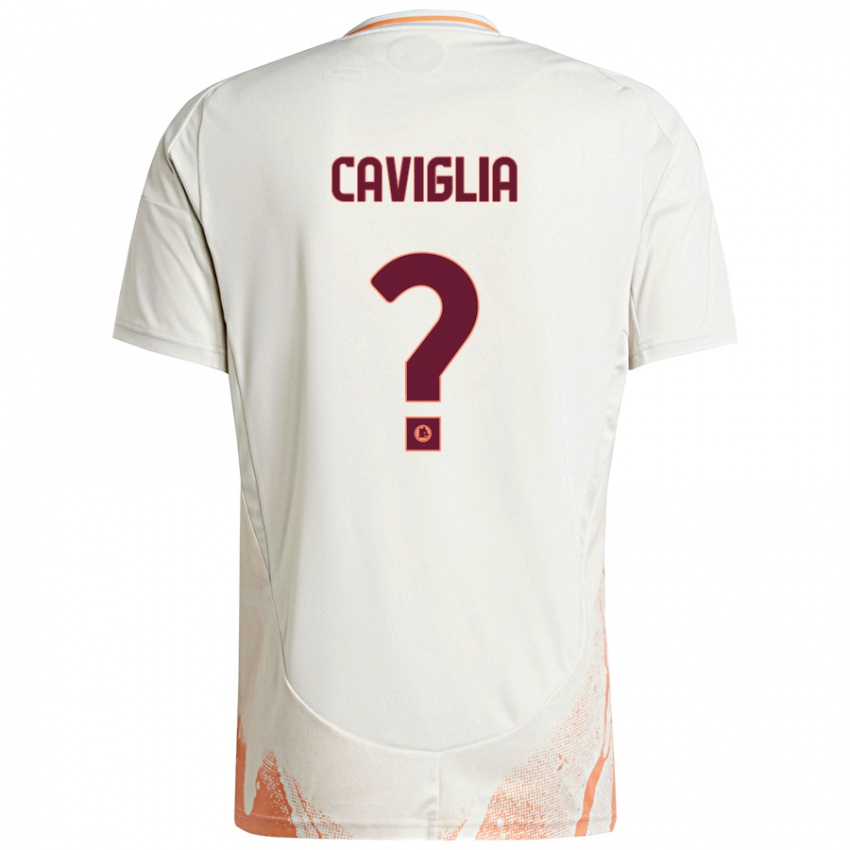 Hombre Camiseta Manuel Caviglia #0 Crema Blanco Naranja 2ª Equipación 2024/25 La Camisa