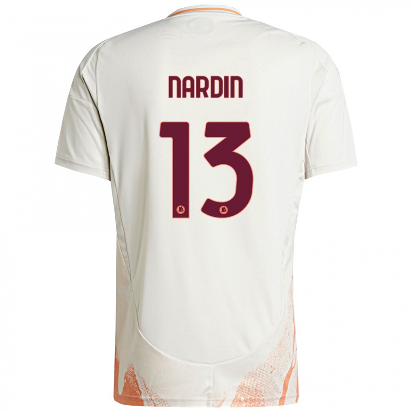 Hombre Camiseta Federico Nardin #13 Crema Blanco Naranja 2ª Equipación 2024/25 La Camisa