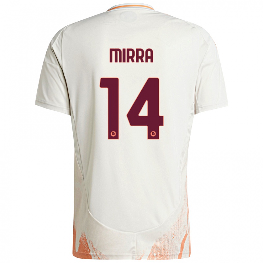 Hombre Camiseta Jacopo Mirra #14 Crema Blanco Naranja 2ª Equipación 2024/25 La Camisa