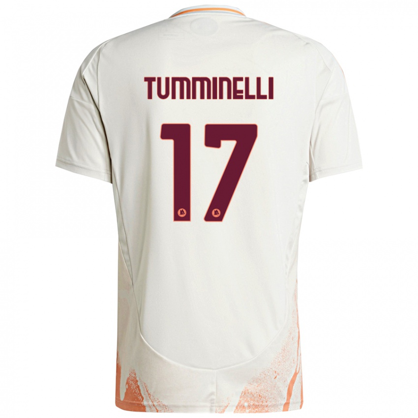 Hombre Camiseta Gianmarco Tumminelli #17 Crema Blanco Naranja 2ª Equipación 2024/25 La Camisa