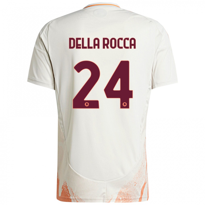 Hombre Camiseta Mattia Della Rocca #24 Crema Blanco Naranja 2ª Equipación 2024/25 La Camisa