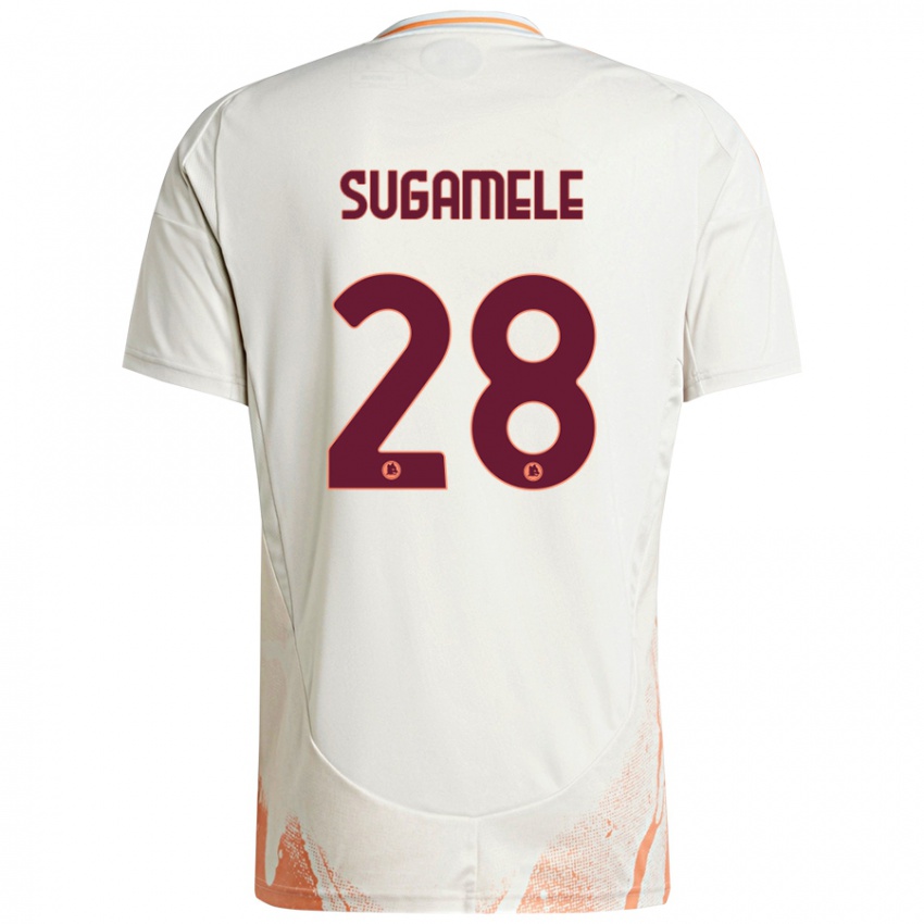 Hombre Camiseta Alessandro Sugamele #28 Crema Blanco Naranja 2ª Equipación 2024/25 La Camisa