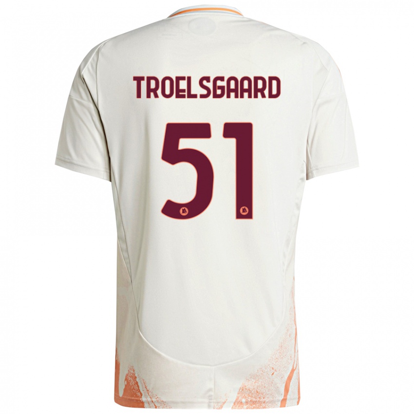 Hombre Camiseta Sanne Troelsgaard #51 Crema Blanco Naranja 2ª Equipación 2024/25 La Camisa