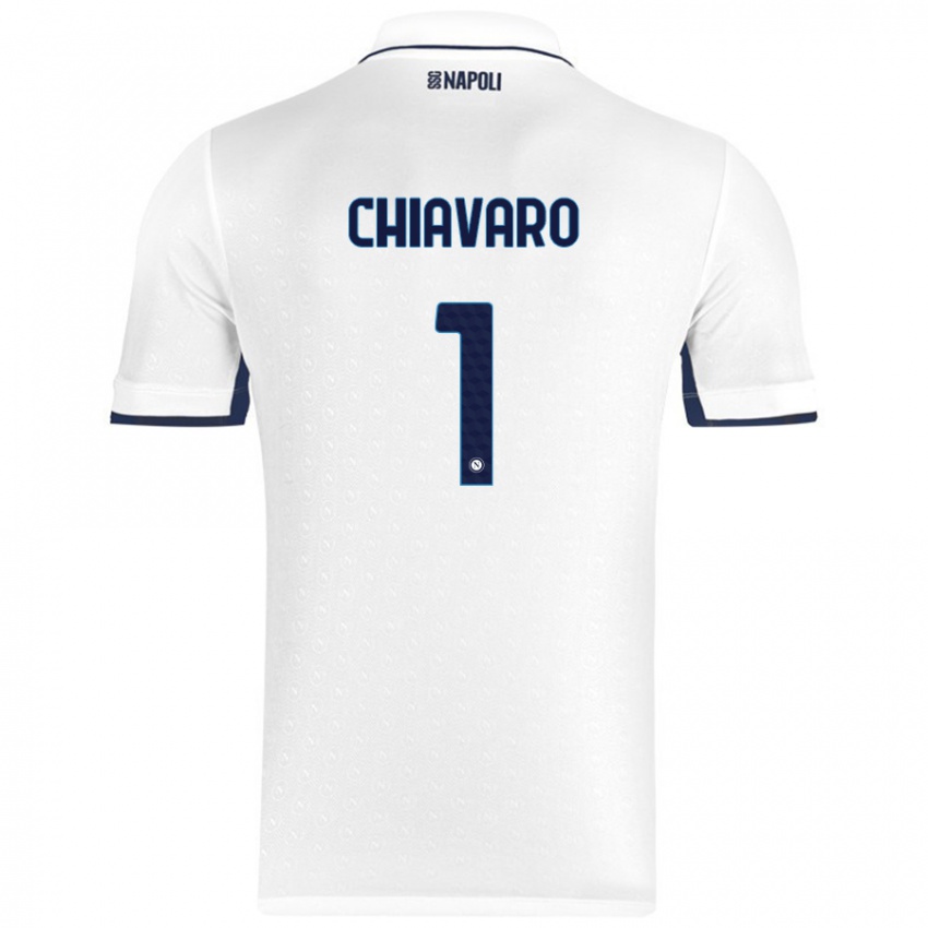 Hombre Camiseta Kelly Chiavaro #1 Blanco Azul Real 2ª Equipación 2024/25 La Camisa