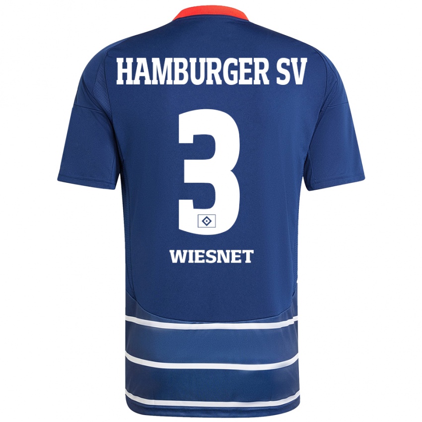 Hombre Camiseta Melvin Wiesnet #3 Azul Oscuro 2ª Equipación 2024/25 La Camisa