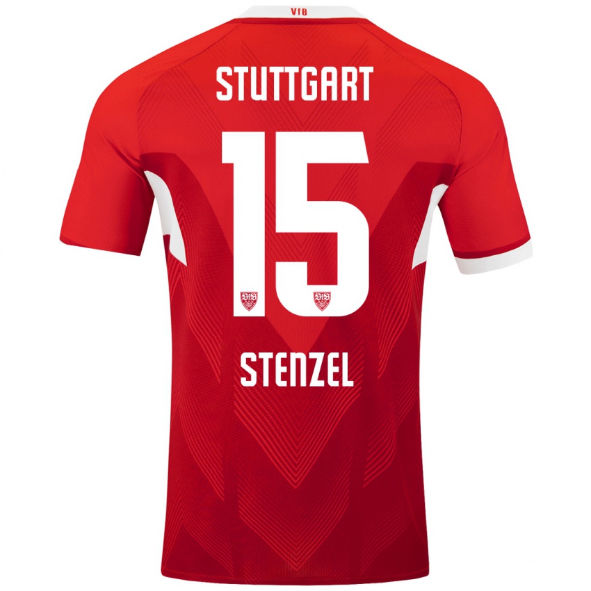 Hombre Camiseta Pascal Stenzel #15 Rojo Blanco 2ª Equipación 2024/25 La Camisa