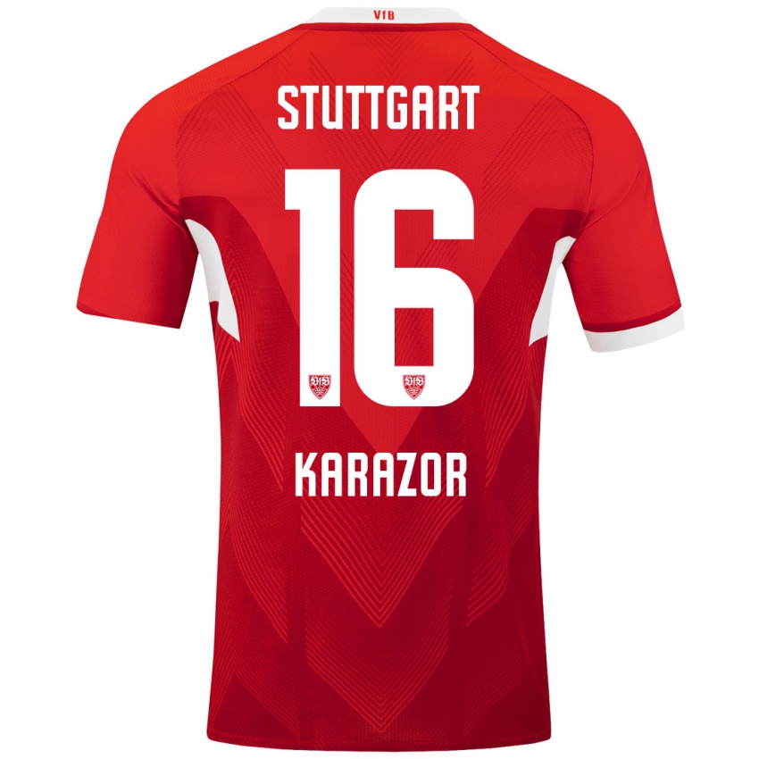 Hombre Camiseta Atakan Karazor #16 Rojo Blanco 2ª Equipación 2024/25 La Camisa