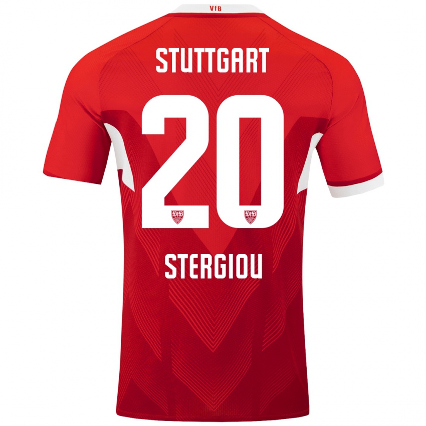 Hombre Camiseta Leonidas Stergiou #20 Rojo Blanco 2ª Equipación 2024/25 La Camisa