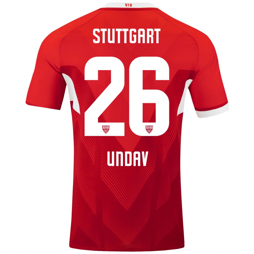 Hombre Camiseta Deniz Undav #26 Rojo Blanco 2ª Equipación 2024/25 La Camisa