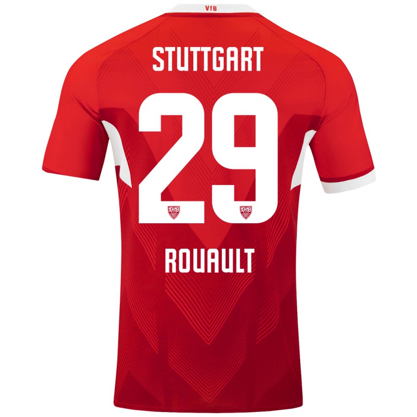 Hombre Camiseta Anthony Rouault #29 Rojo Blanco 2ª Equipación 2024/25 La Camisa