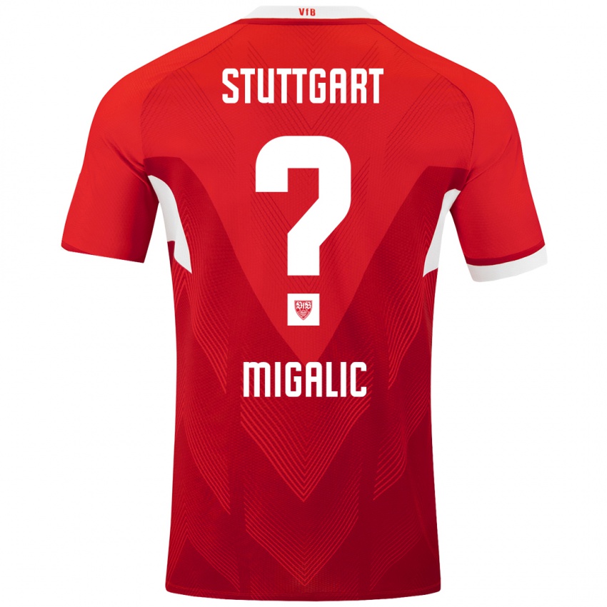 Hombre Camiseta Dorian Migalic #0 Rojo Blanco 2ª Equipación 2024/25 La Camisa