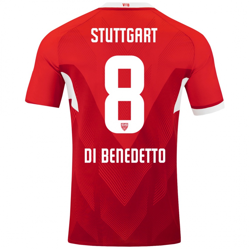 Hombre Camiseta Samuele Di Benedetto #8 Rojo Blanco 2ª Equipación 2024/25 La Camisa