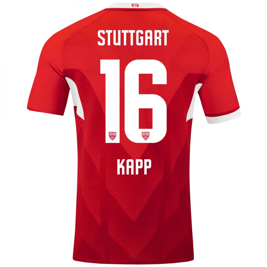 Hombre Camiseta Patrick Kapp #16 Rojo Blanco 2ª Equipación 2024/25 La Camisa