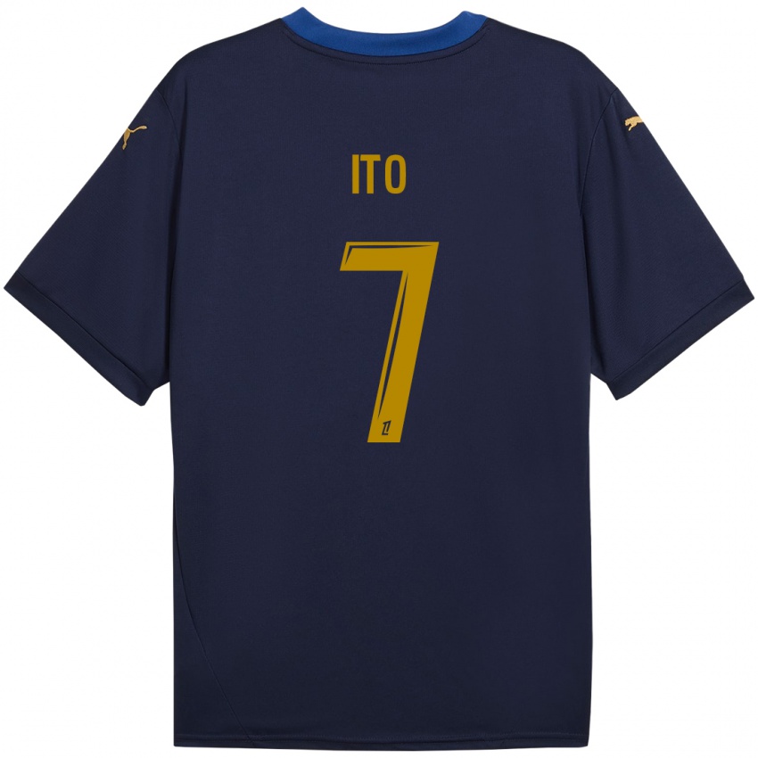 Hombre Camiseta Junya Ito #7 Azul Marino Dorado 2ª Equipación 2024/25 La Camisa