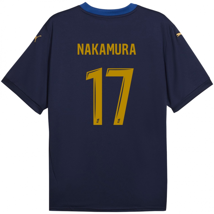 Hombre Camiseta Keito Nakamura #17 Azul Marino Dorado 2ª Equipación 2024/25 La Camisa