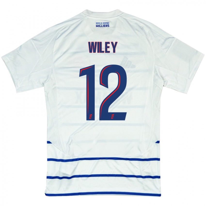 Hombre Camiseta Caleb Wiley #12 Blanco Azul 2ª Equipación 2024/25 La Camisa