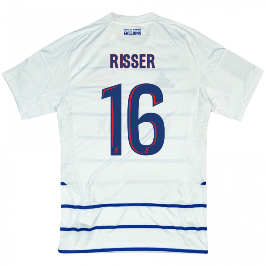 Hombre Camiseta Robin Risser #16 Blanco Azul 2ª Equipación 2024/25 La Camisa