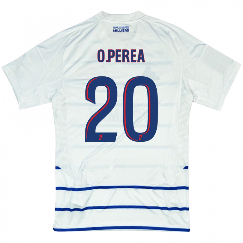 Hombre Camiseta Óscar Perea #20 Blanco Azul 2ª Equipación 2024/25 La Camisa