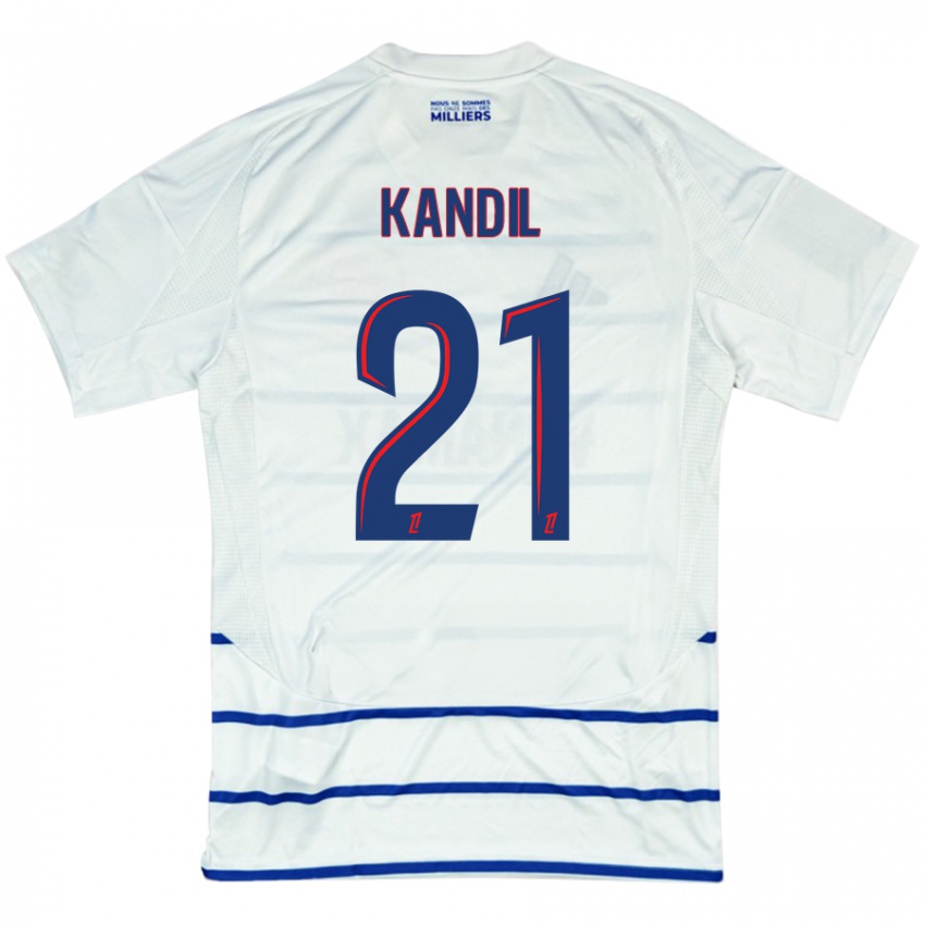 Hombre Camiseta Nordine Kandil #21 Blanco Azul 2ª Equipación 2024/25 La Camisa