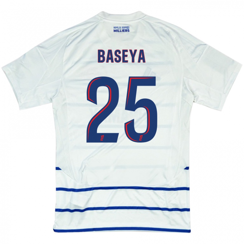 Hombre Camiseta Steven Baseya #25 Blanco Azul 2ª Equipación 2024/25 La Camisa