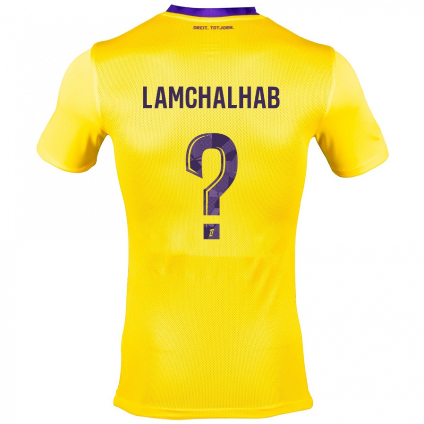 Hombre Camiseta Merwan Lamchalhab #0 Amarillo Morado 2ª Equipación 2024/25 La Camisa