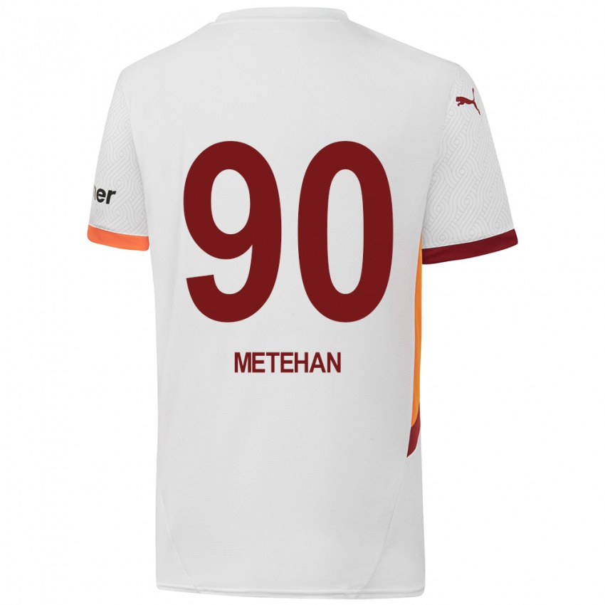 Hombre Camiseta Metehan Baltacı #90 Blanco Amarillo Rojo 2ª Equipación 2024/25 La Camisa