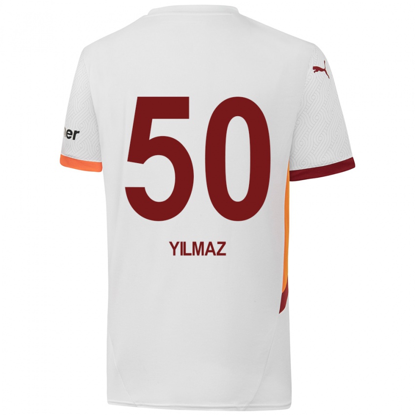 Hombre Camiseta Jankat Yılmaz #50 Blanco Amarillo Rojo 2ª Equipación 2024/25 La Camisa