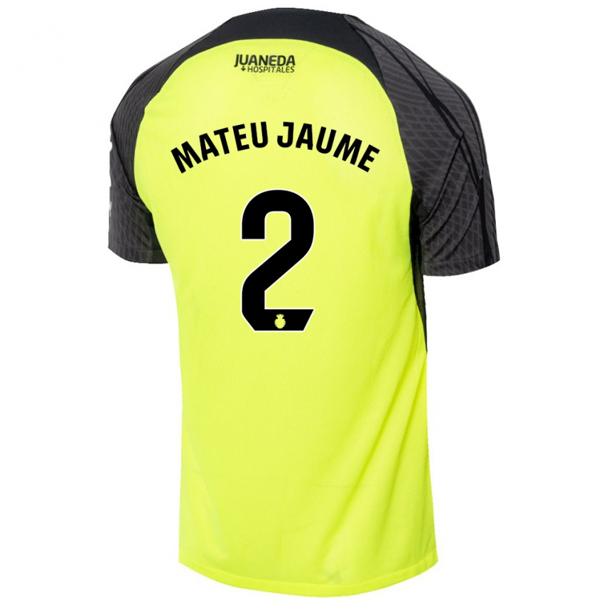 Hombre Camiseta Mateu Morey Bauza #2 Verde Fluorescente Negro 2ª Equipación 2024/25 La Camisa