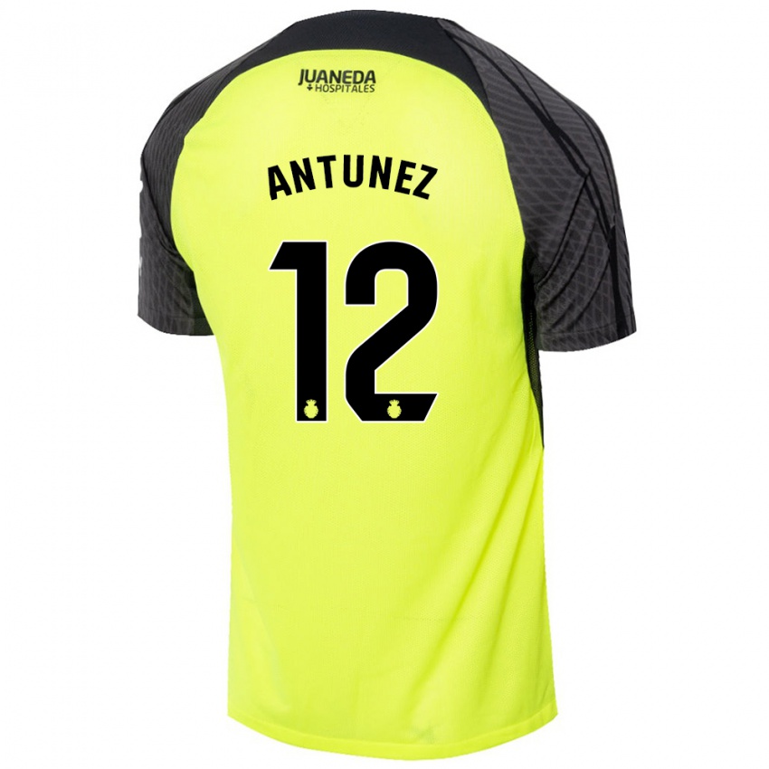 Hombre Camiseta Yahir Antúnez #12 Verde Fluorescente Negro 2ª Equipación 2024/25 La Camisa